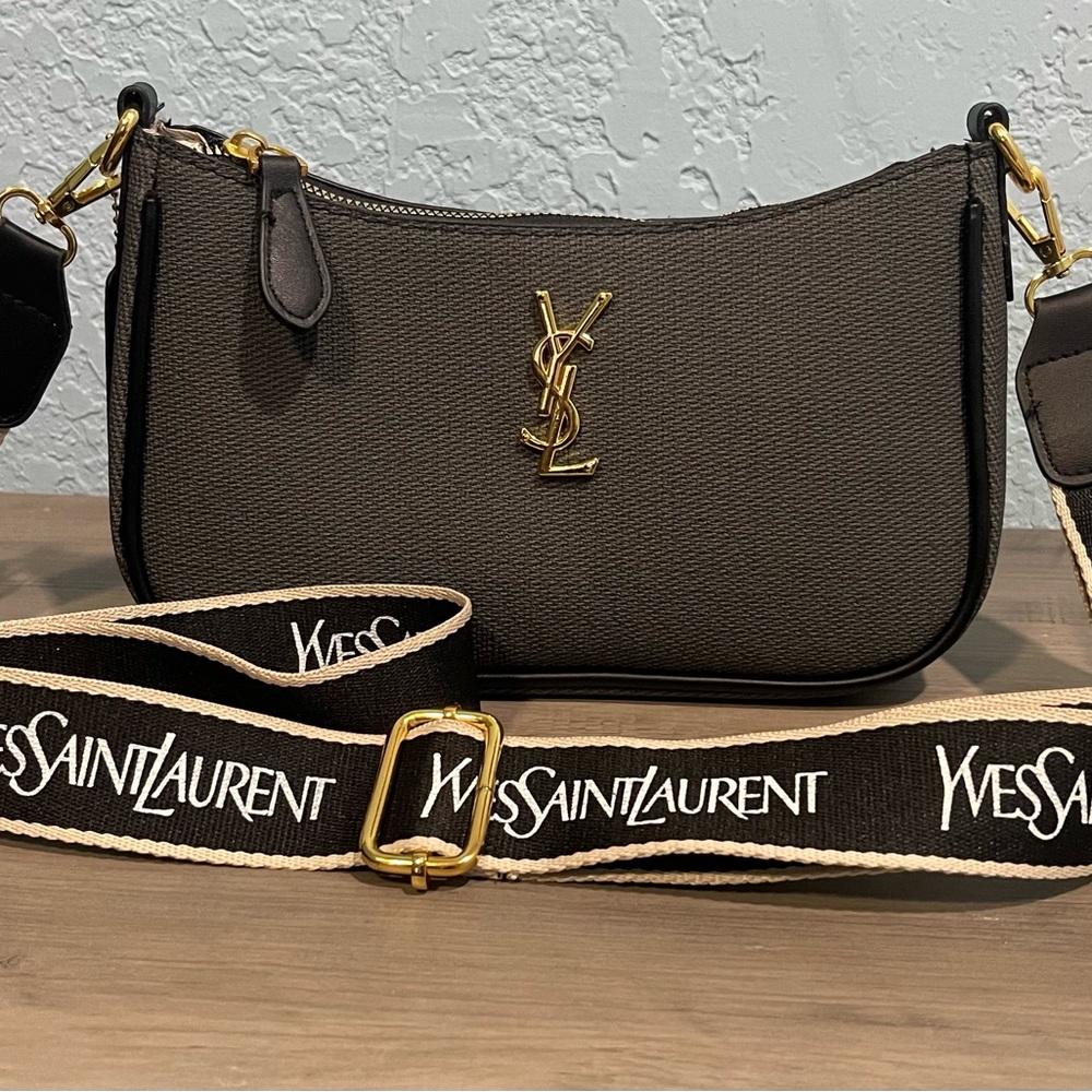 Charcoal Shoulder Bag with Gold Plated Accents